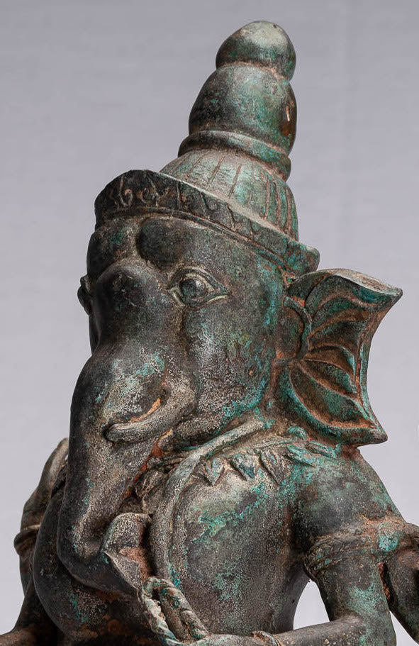 Statua Ganesha - Statua di ganesha in bronzo in stile tailandese antico - 39 cm/16 "