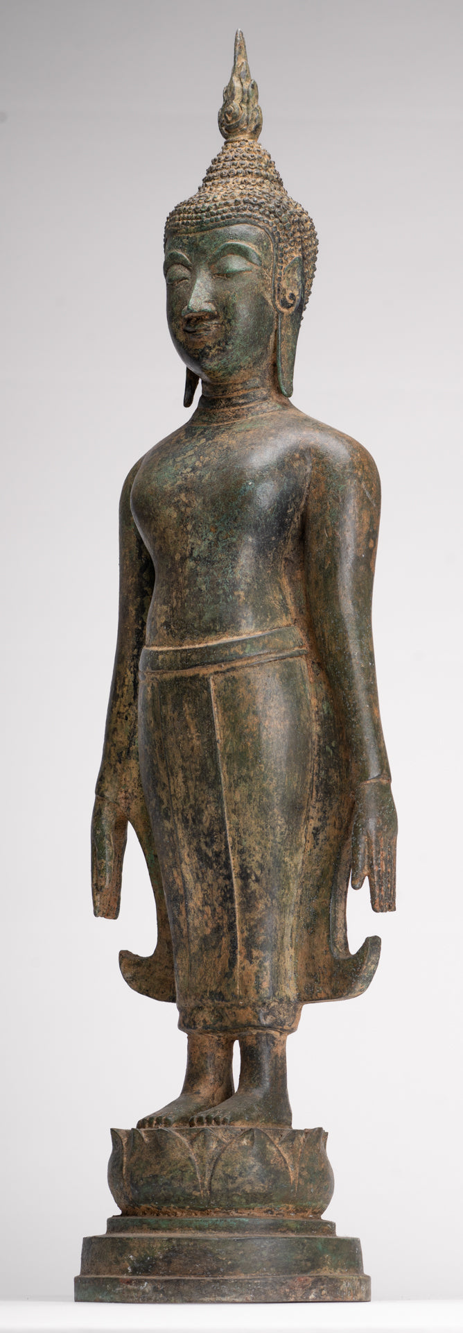 Buddha Statue - Antique Ayutthaya Style Thai Bronze Varada Charity Buddha Statue - 61cm/24"