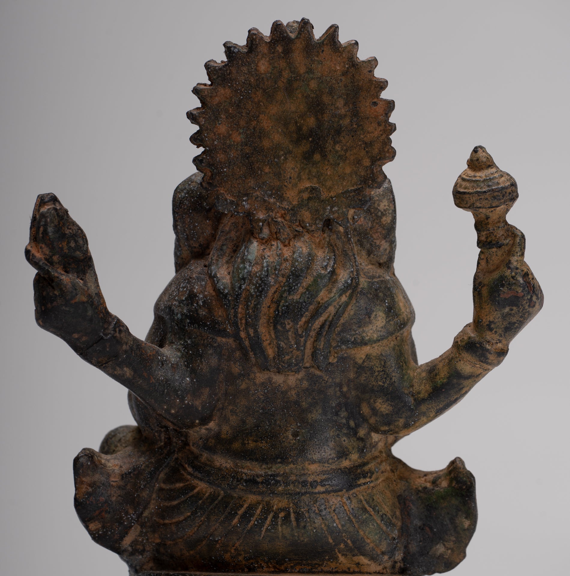 Ganesha Statue - Antique Thai Style Seated Bronze Ganesh Statue - 16cm/6"