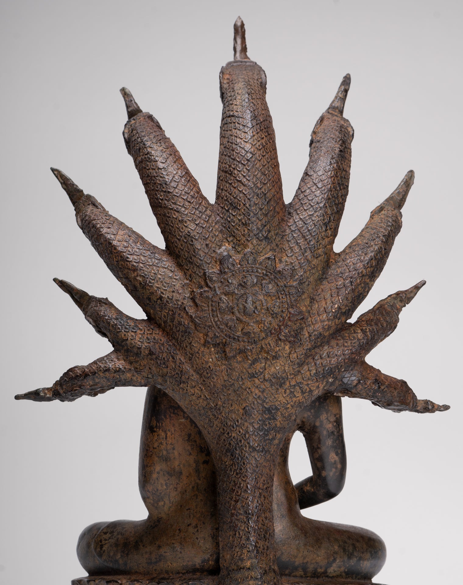 Buddha Statue - Antique Thai Style Seated Bronze Naga Meditation Buddha - 53cm/21"