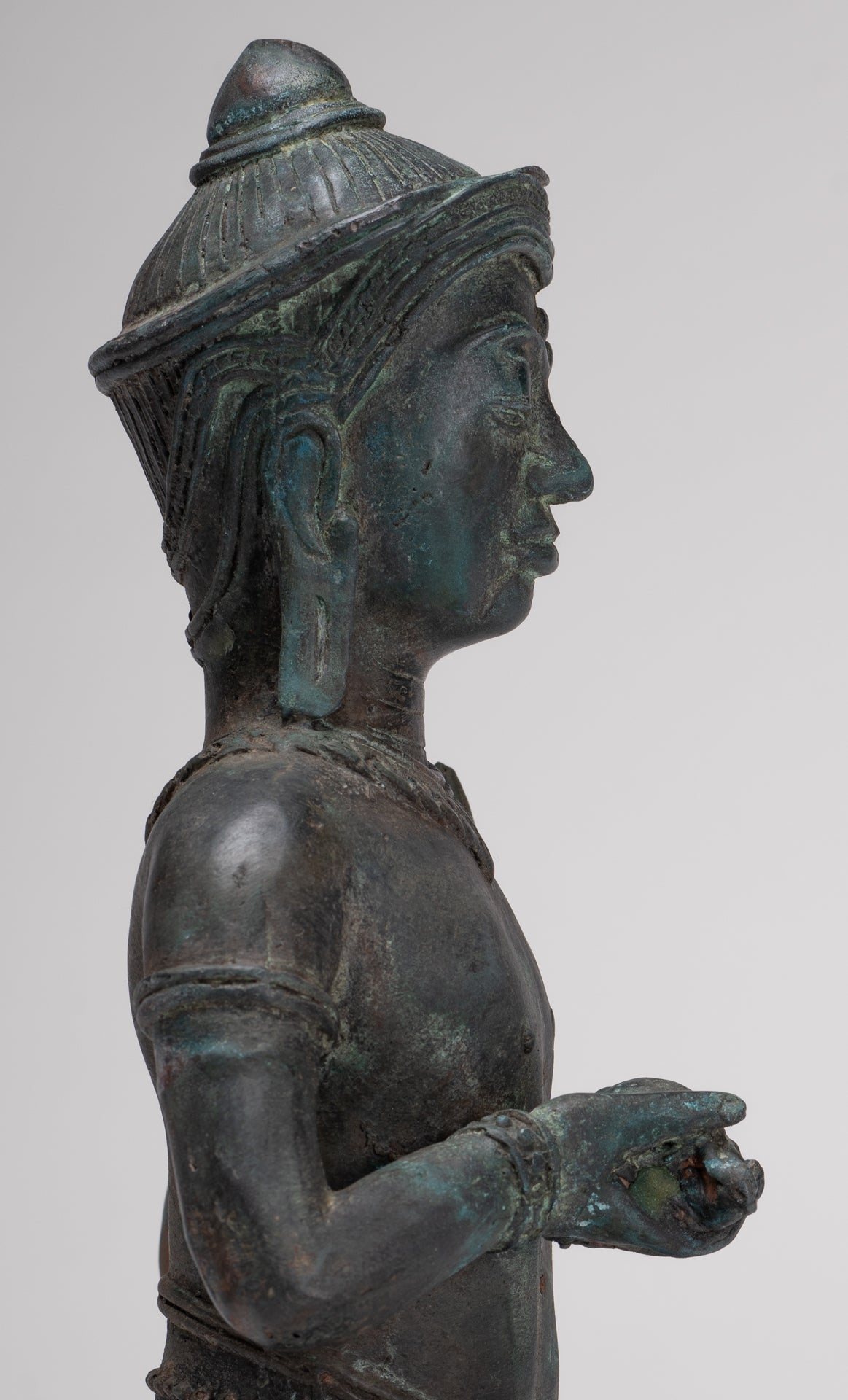 Tara Statue - Antique Java Style Majapahit Seated Bronze Tara Nyurma Pamo - 31cm/12"