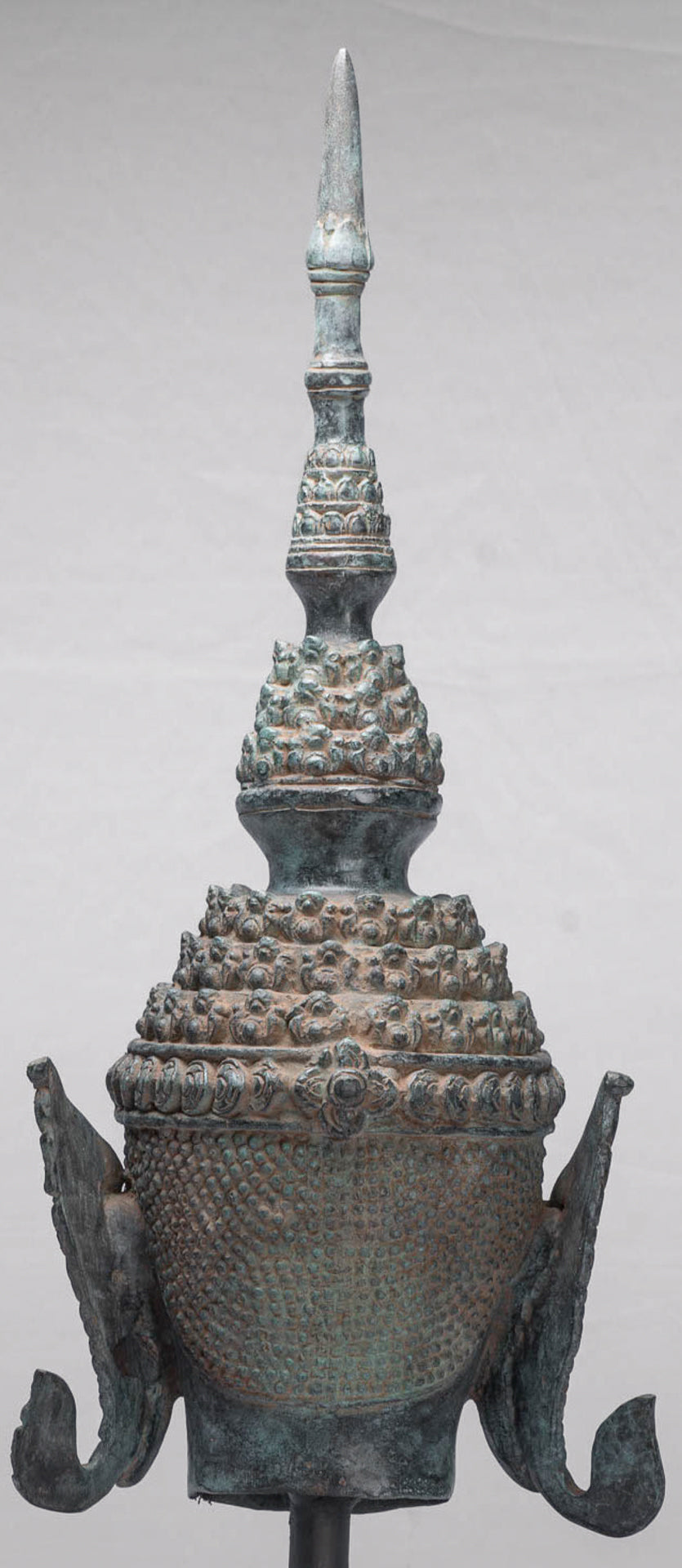 Buddha - Antique Thai Style Bronze Rattanakosin Buddha Head Statue - 66cm/26"