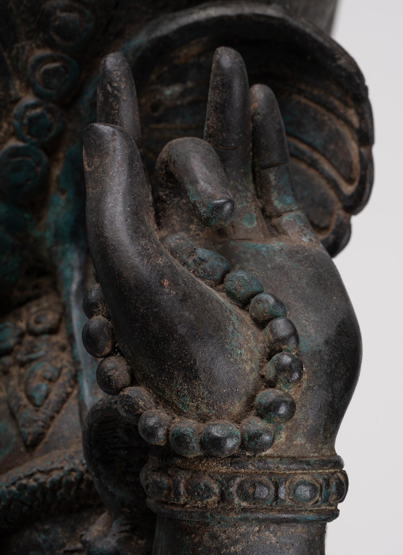 Ganesha Statue - Antique Thai Style Bronze Seated 4-Arm Ganesha Statue - 84cm/34"