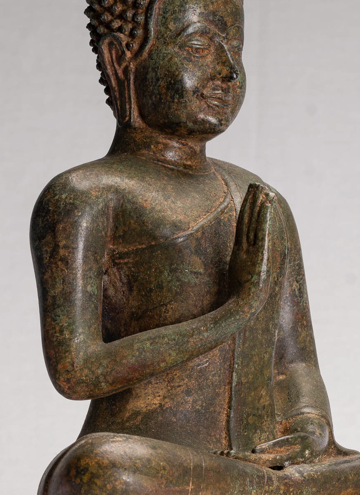 Buddha Statue - Antique Thai Style Seated Buddha Statue - Dharmachakra Teaching Mudra - 35cm/14"