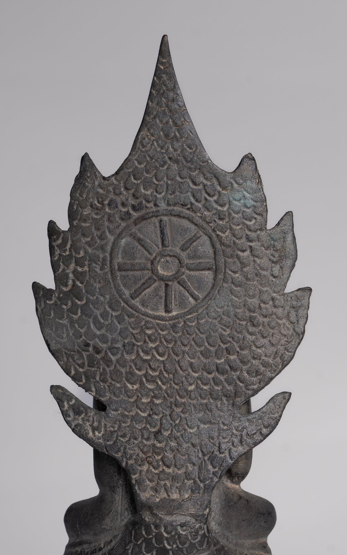 Buddha Statue - Antique Sukhothai Style Bronze Meditating Naga Buddha Statue - 21cm/8"