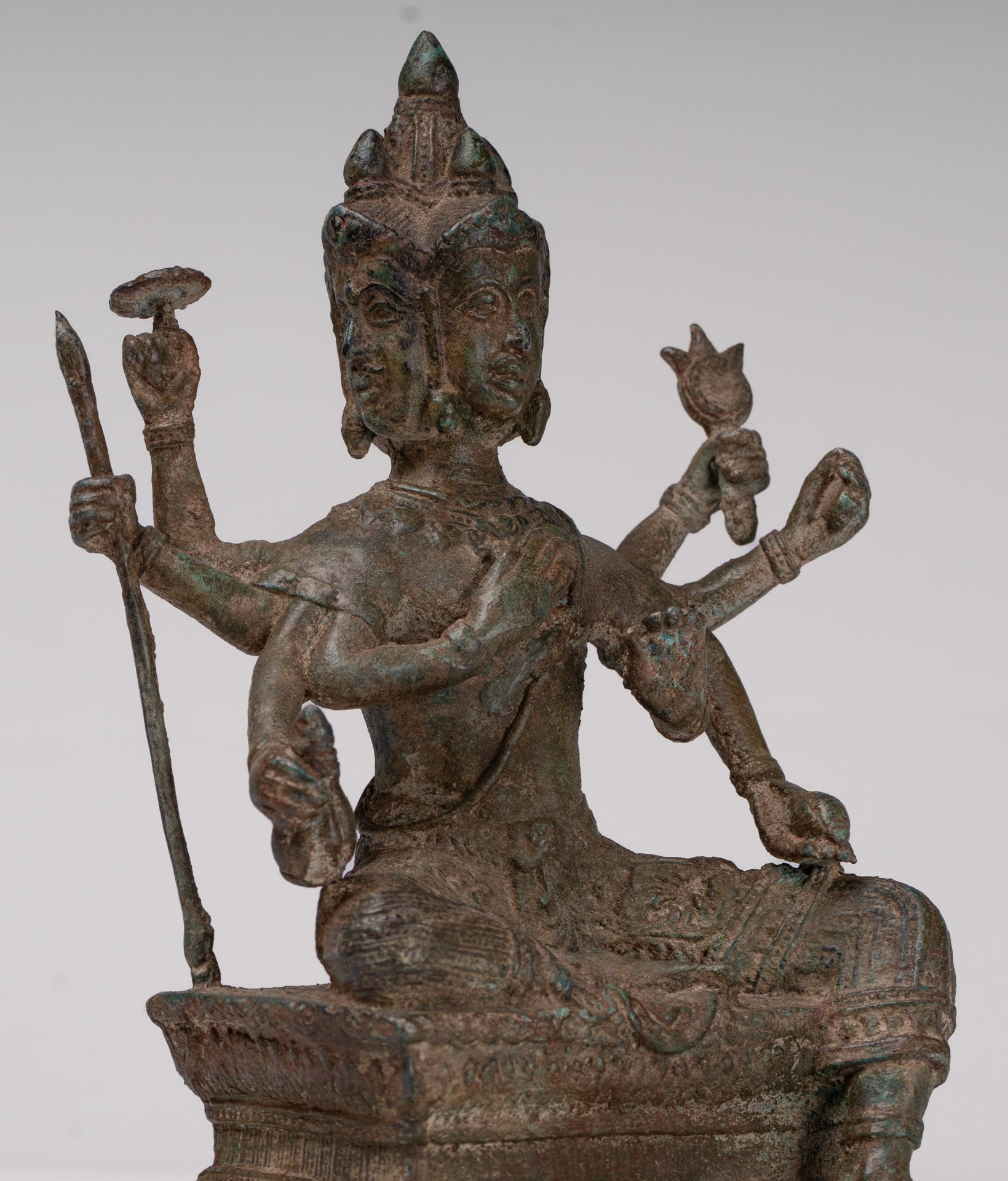 Brahma Statue - Antique Thai Style Bronze Brahma - Hindu God Creation - 22cm/9"