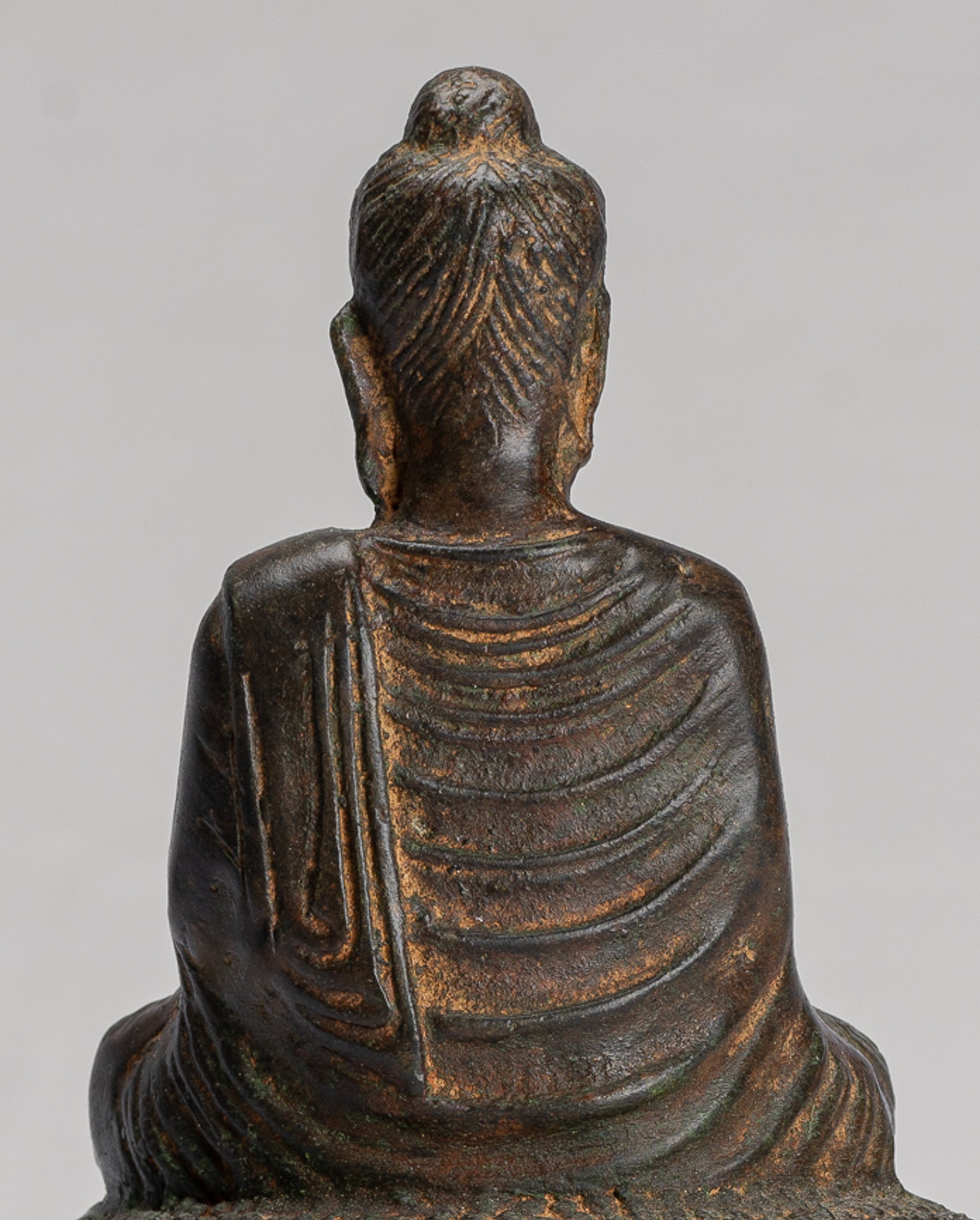 Indian Buddha Statue - Antique Gandhara Style Bronze Meditation Buddha Statue - 21cm/8"