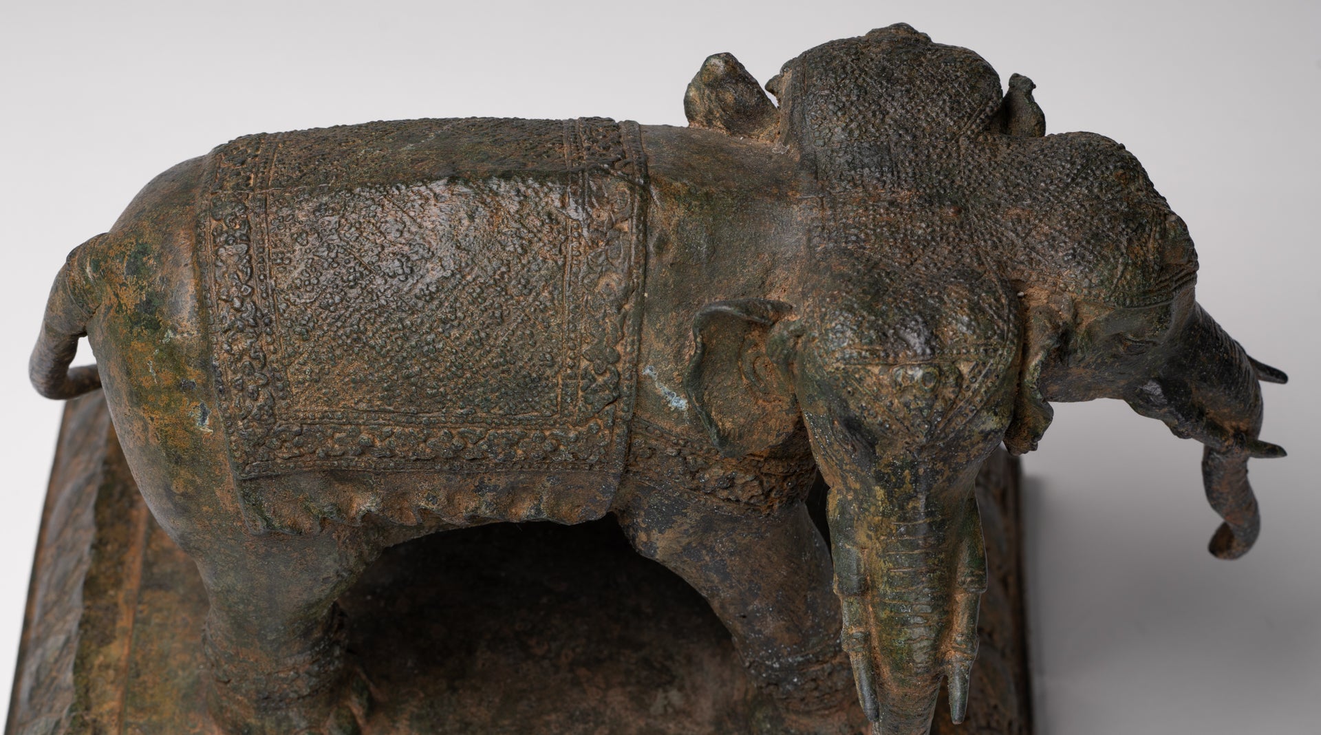 Antique Thai Style Bronze Erawan Airavata or Elephant Statue - 24cm/10" Tall