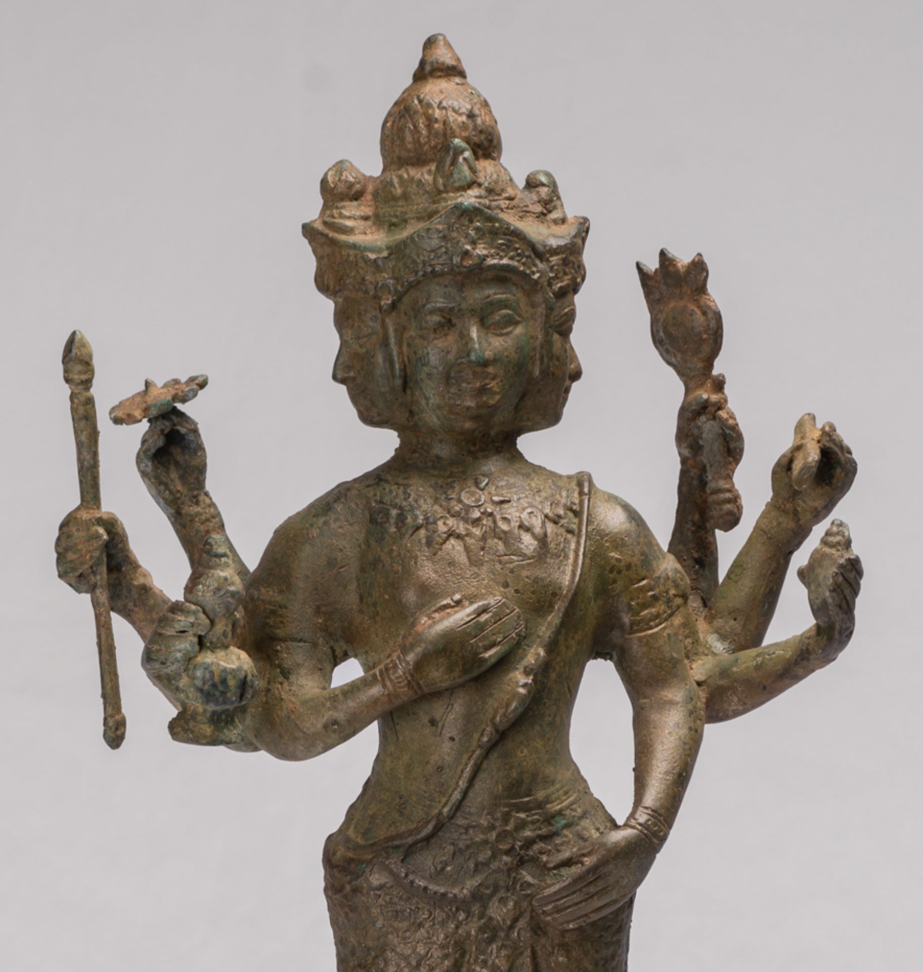 Brahma Statue - Antique Thai Style Bronze Brahma - Hindu God Creation - 48cm/19"