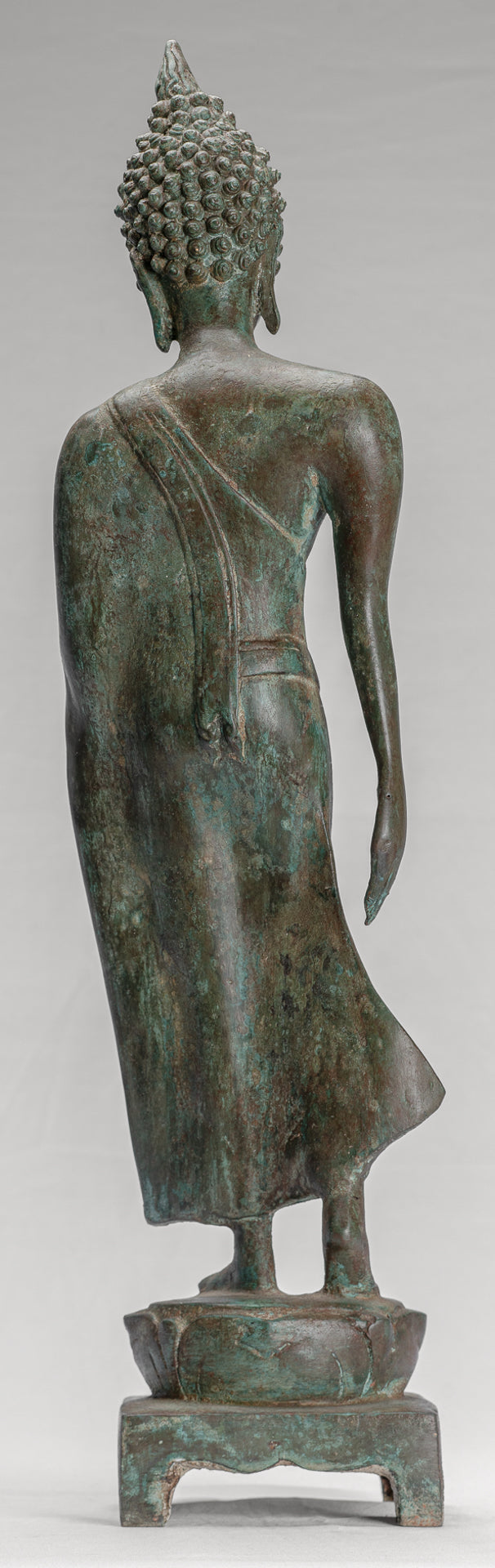 Antique Sukhothai Style Standing Bronze Protection Walking Buddha Statue - 59cm/24"