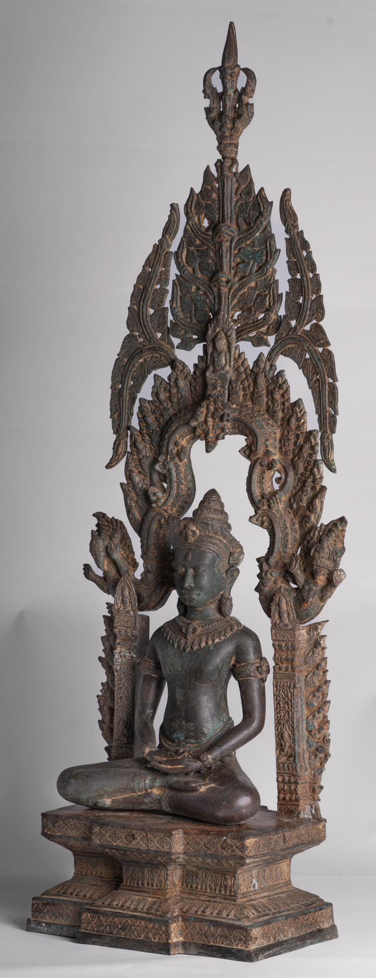 Buddha Statue - Antique Thai Style Enthroned Lopburi Meditation Buddha Statue - 94cm/38"