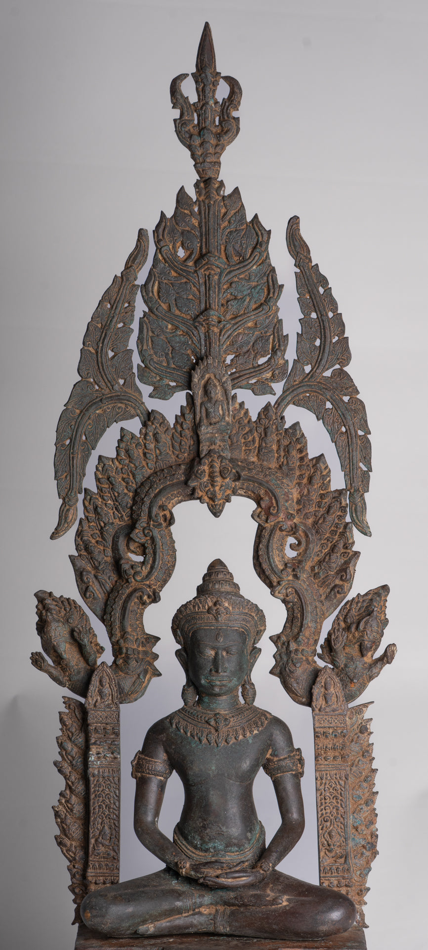 Buddha Statue - Antique Thai Style Enthroned Lopburi Meditation Buddha Statue - 94cm/38"