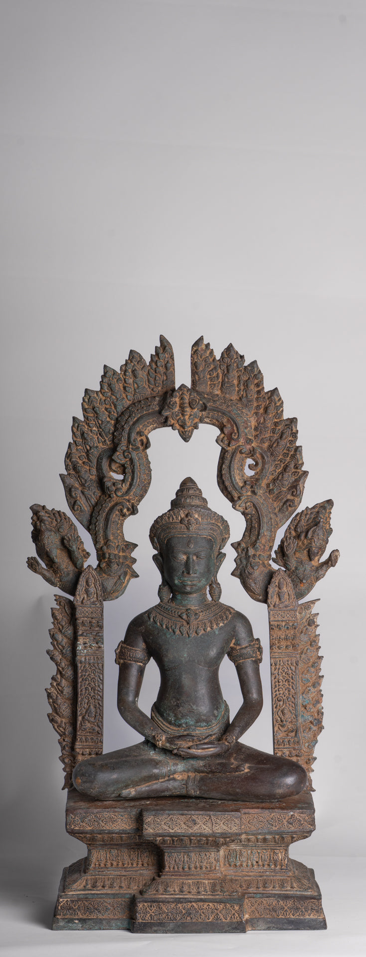 Buddha Statue - Antique Thai Style Enthroned Lopburi Meditation Buddha Statue - 94cm/38"