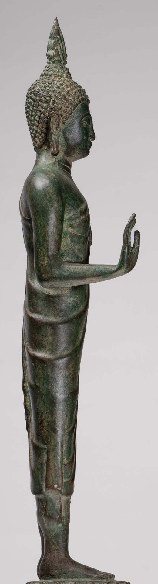 Buddha Statue - Antique Thai Style Bronze Standing Abhaya Protection Buddha Statue - 62cm/25"
