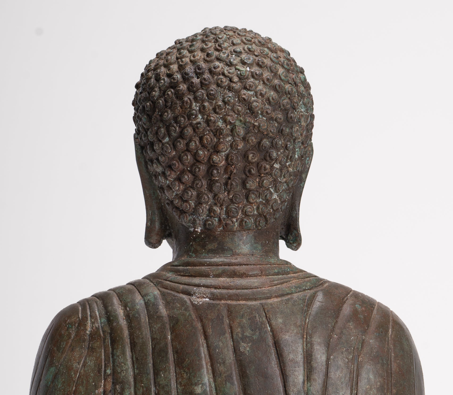 Antique Japanese Style Bronze Seated Meditation Amitabha Buddha Statue - 40cm/16"