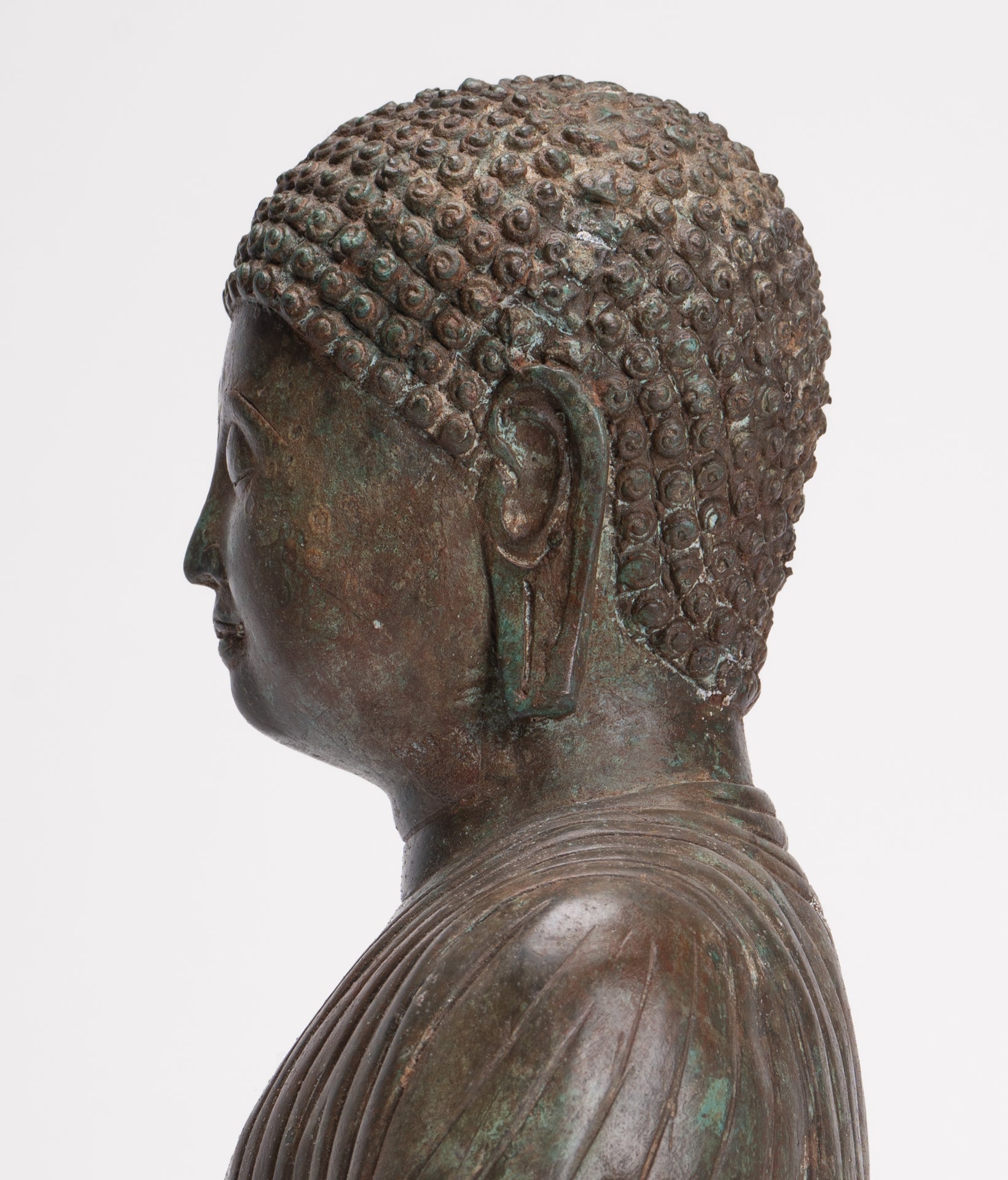 Antique Japanese Style Bronze Seated Meditation Amitabha Buddha Statue - 40cm/16"