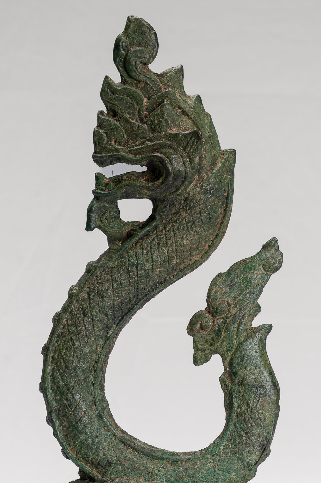 Naga Statue - Antique Thai Style Bronze Protective Naga, Snake or Serpent Statue - 31cm/12"
