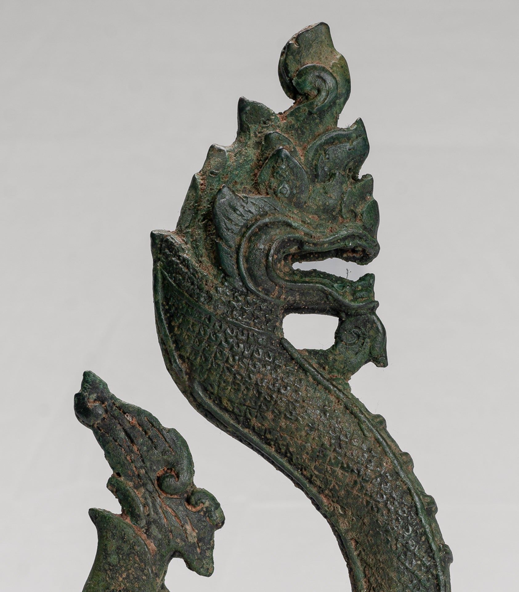 Naga Statue - Antique Thai Style Bronze Protective Naga, Snake or Serpent Statue - 31cm/12"