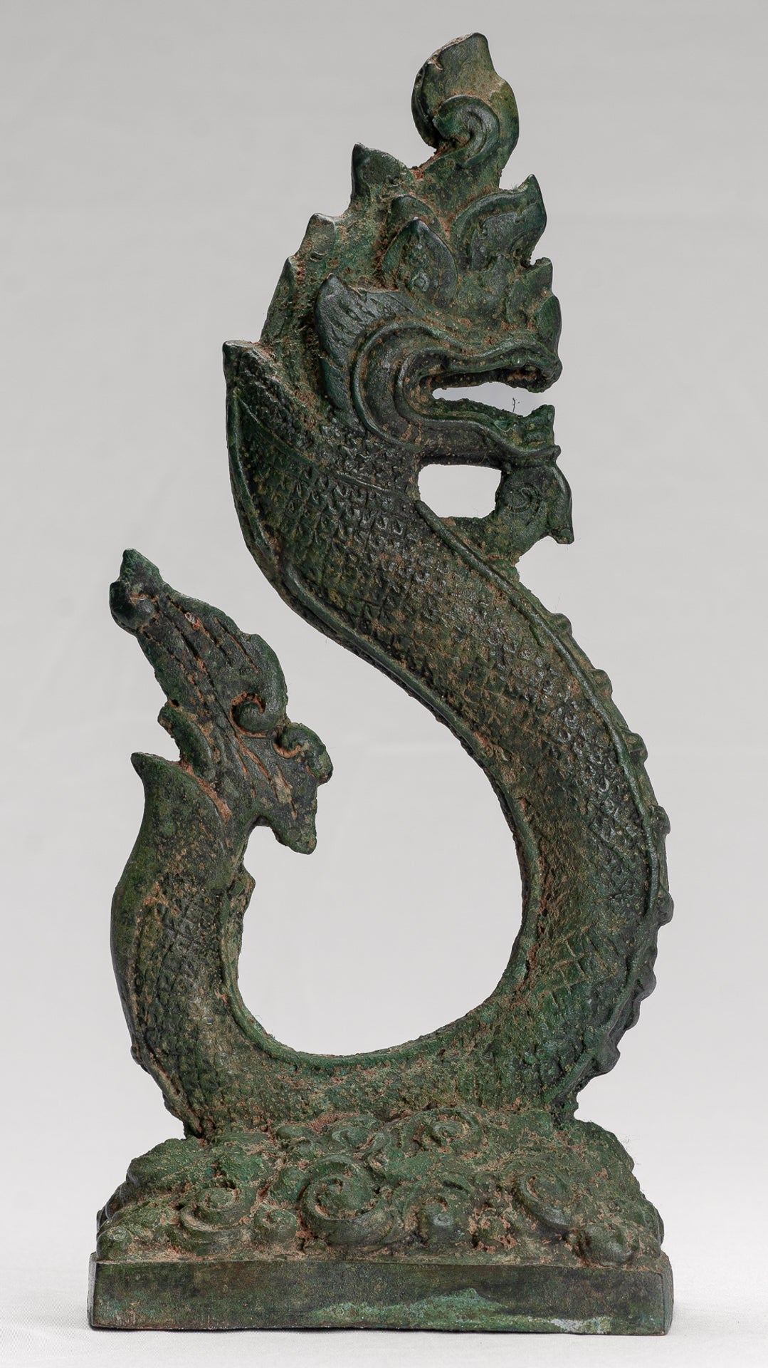 Naga Statue - Antique Thai Style Bronze Protective Naga, Snake or Serpent Statue - 31cm/12"