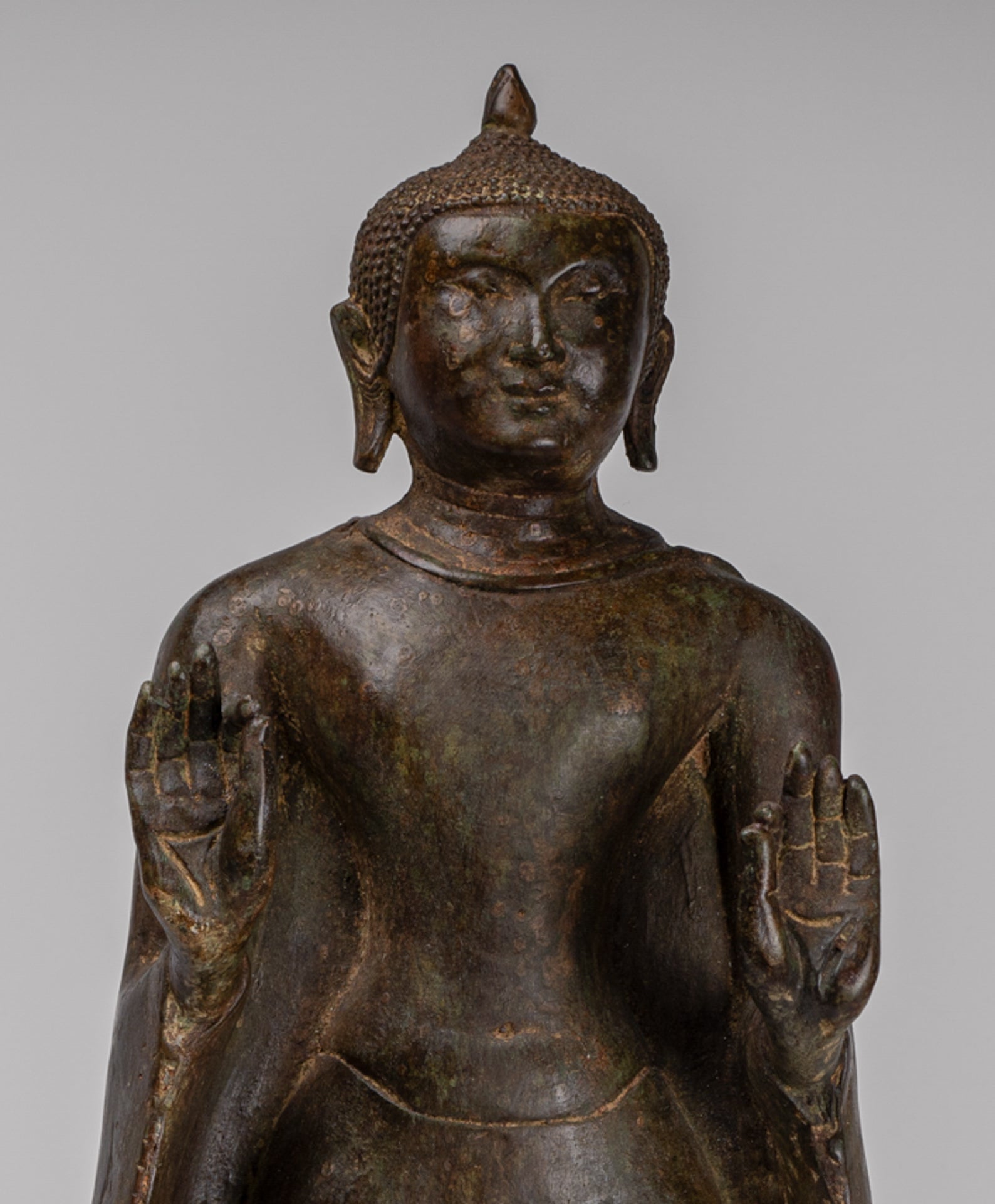 Buddha Statue - Antique Sri Lanka Style Bronze Standing Teaching Buddha Statue - 55cm/22"