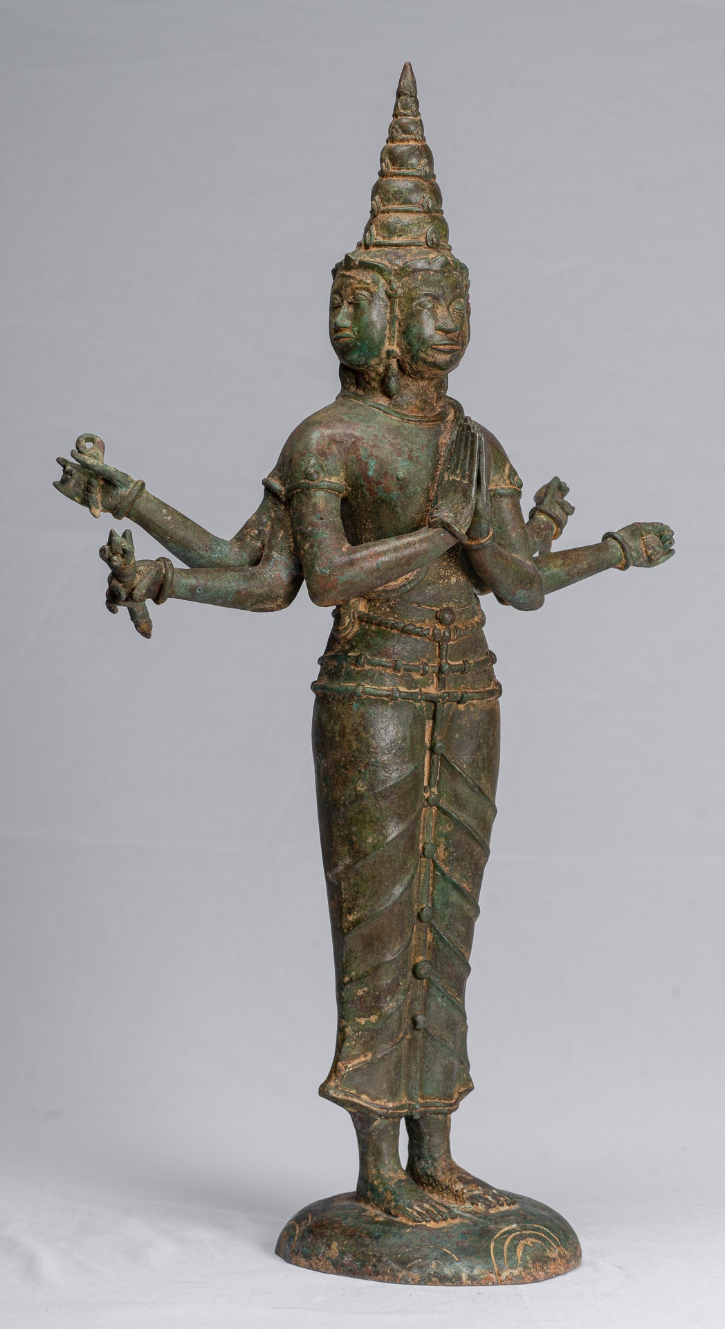 Brahma Statue - Antique Indian Style Standing Bronze Brahma 6 Arms - Hindu God Creation - 58cm/23"