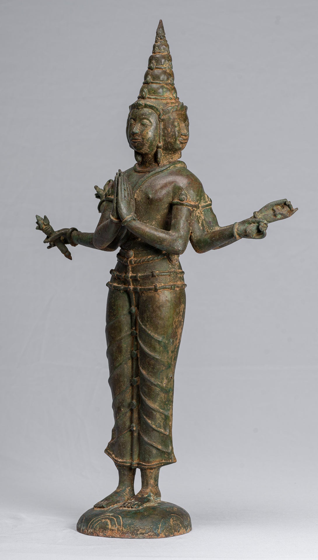 Brahma Statue - Antique Indian Style Standing Bronze Brahma 6 Arms - Hindu God Creation - 58cm/23"