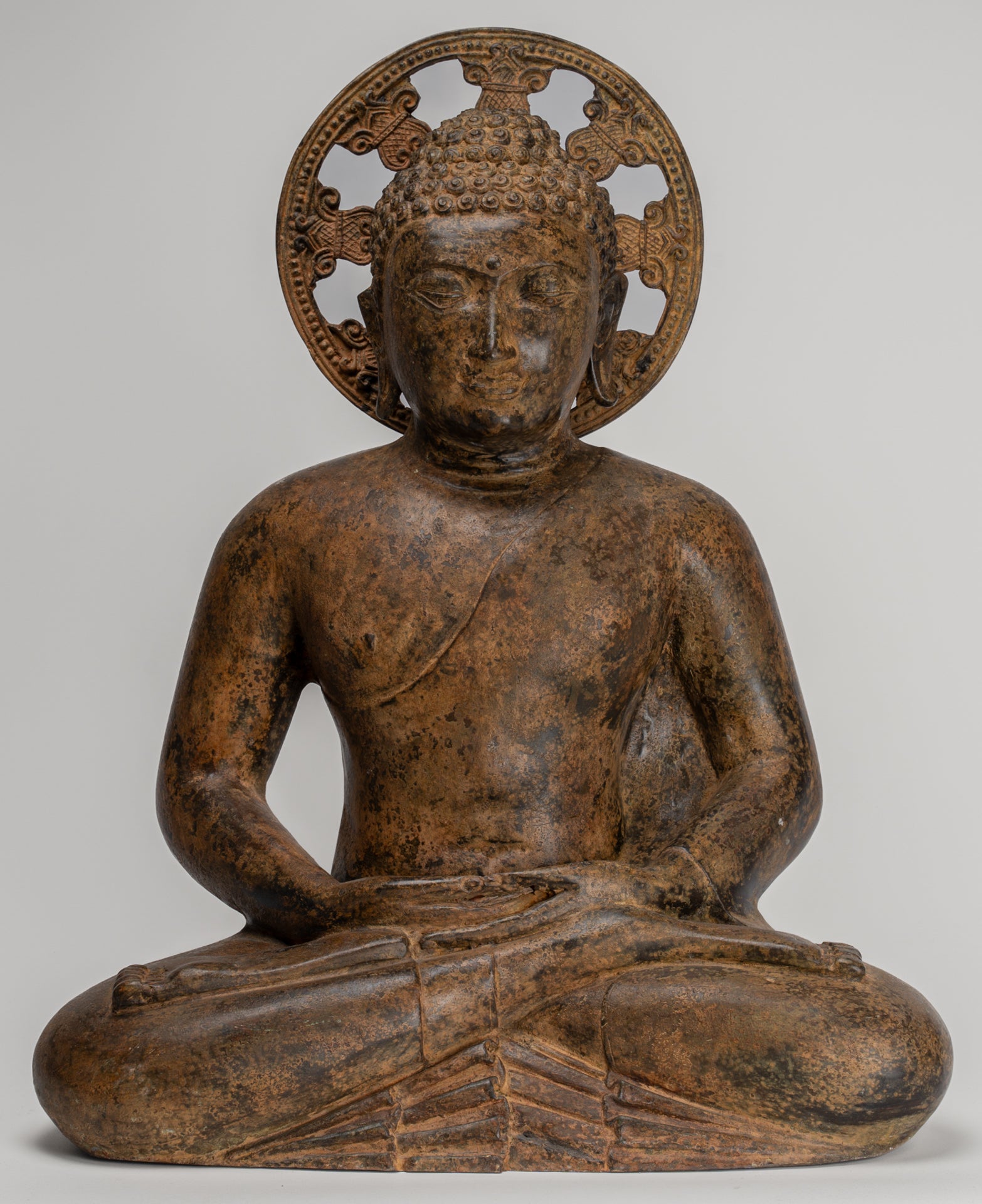 Buddha Statue - Antique Sri Lanka Style Bronze Seated Meditation Buddha Statue 61cm/24"