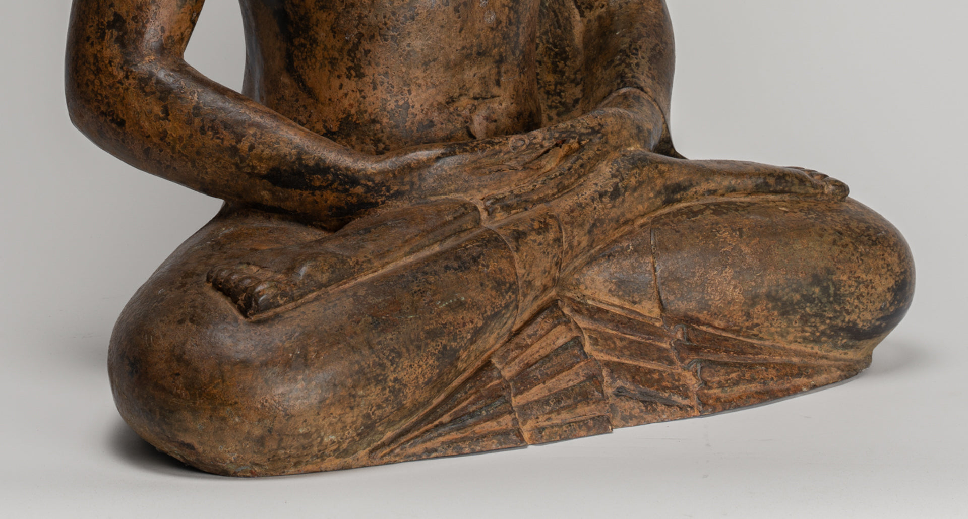 Buddha Statue - Antique Sri Lanka Style Bronze Seated Meditation Buddha Statue 61cm/24"