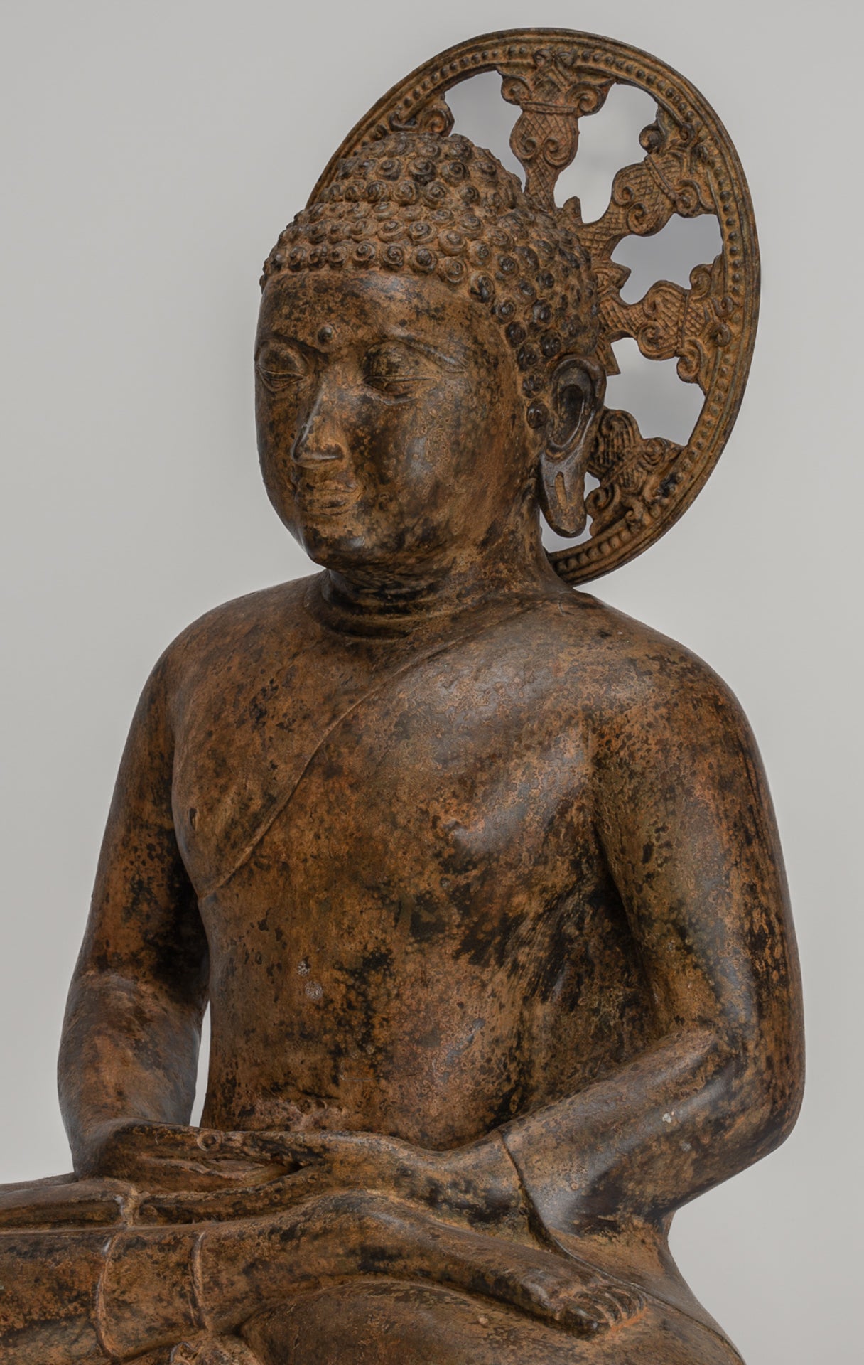 Buddha Statue - Antique Sri Lanka Style Bronze Seated Meditation Buddha Statue 61cm/24"