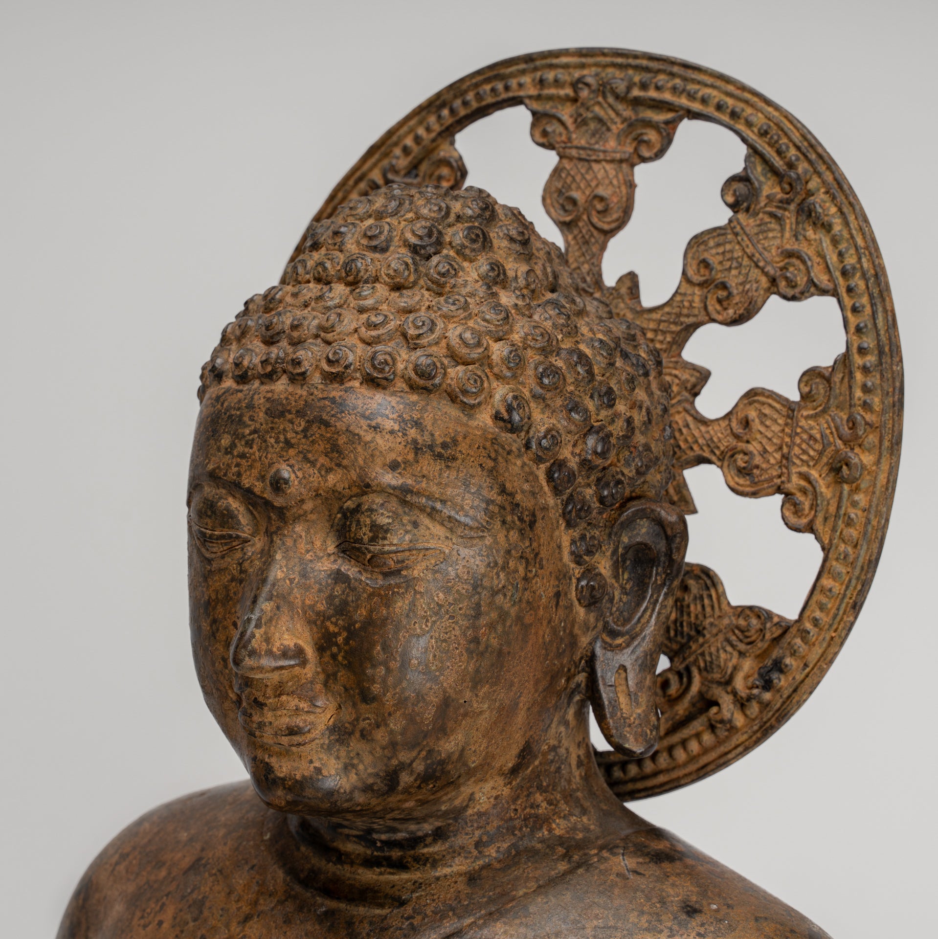 Buddha Statue - Antique Sri Lanka Style Bronze Seated Meditation Buddha Statue 61cm/24"