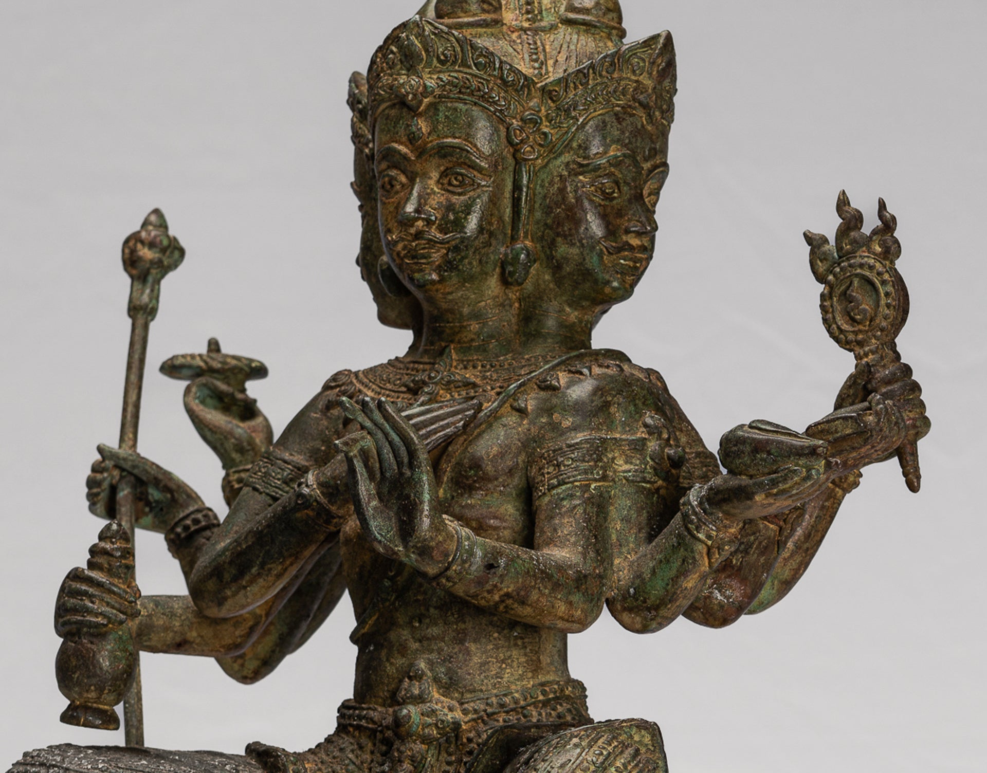 Brahma Statue - Antique Thai Style Bronze Brahma - Hindu God Creation - 43cm/17"