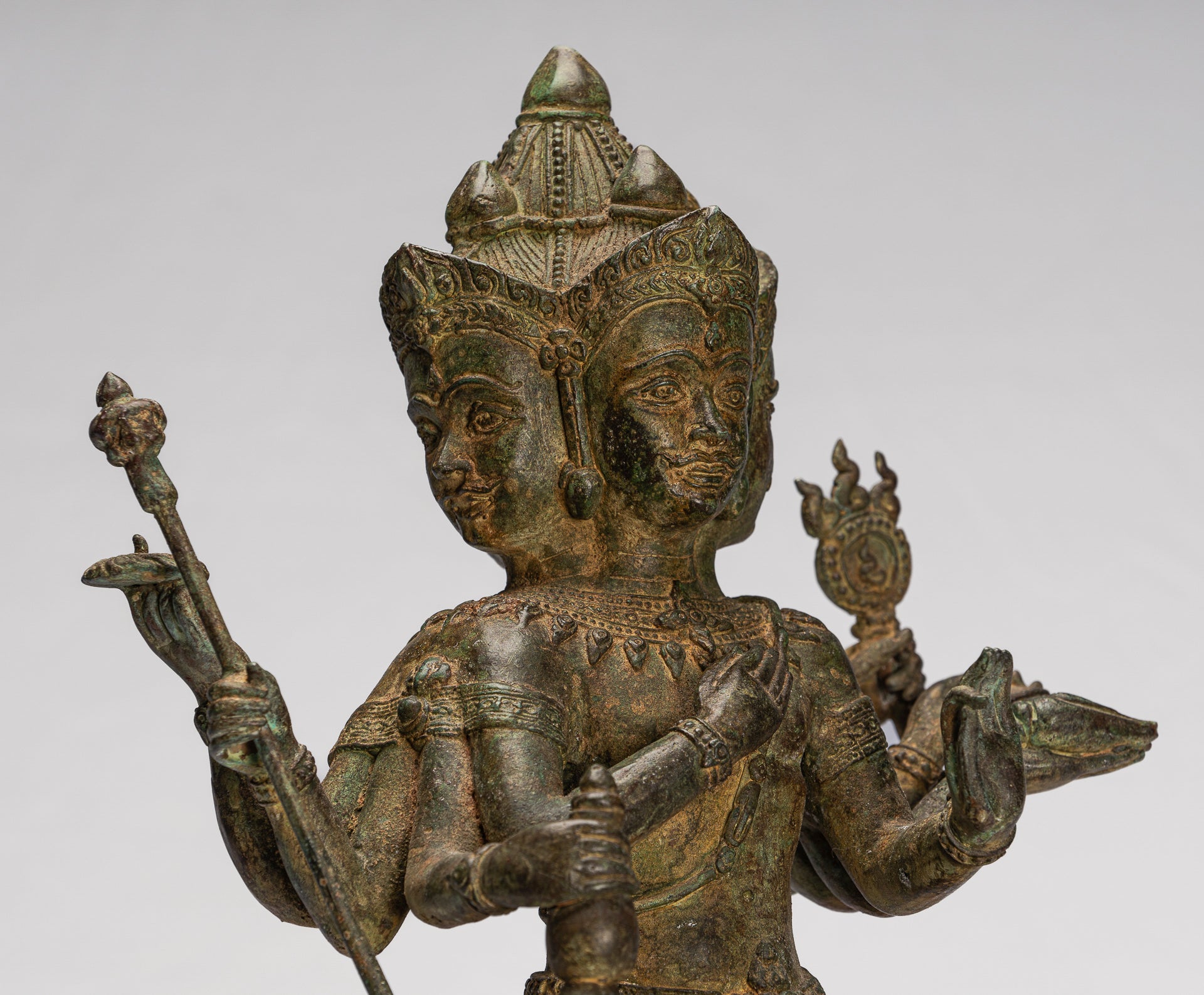 Brahma Statue - Antique Thai Style Bronze Brahma - Hindu God Creation - 43cm/17"