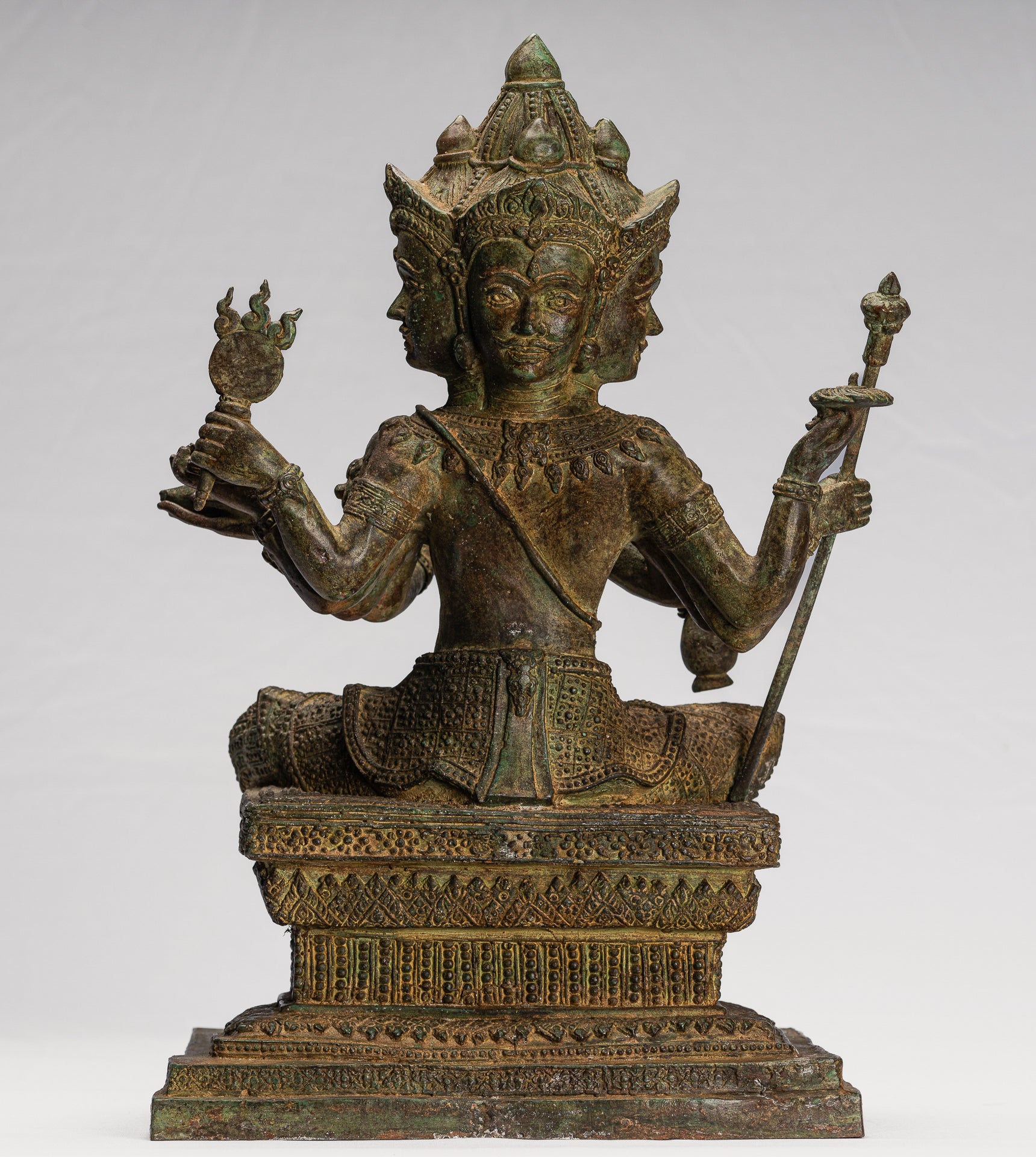 Brahma Statue - Antique Thai Style Bronze Brahma - Hindu God Creation - 43cm/17"