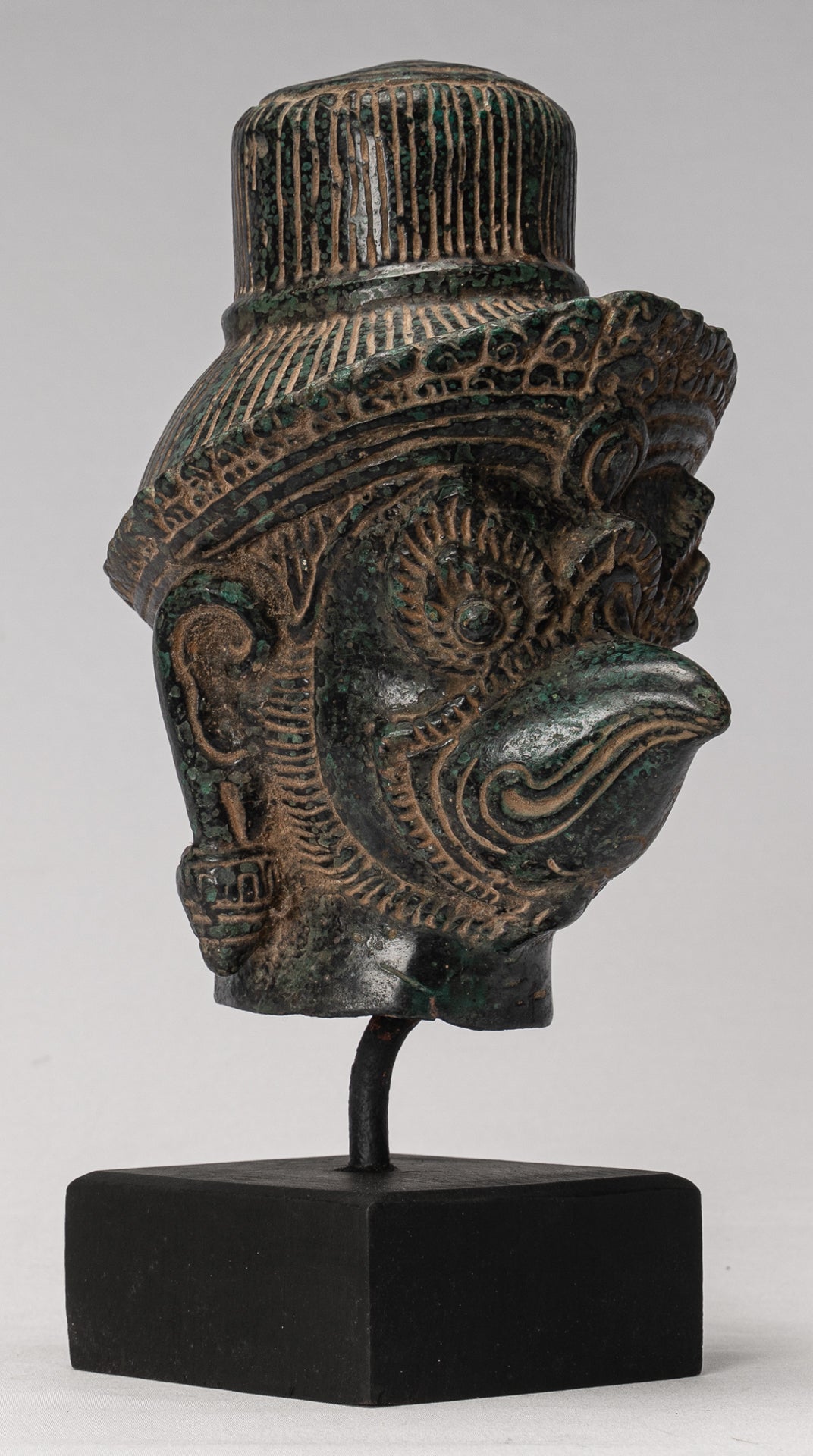 Antique Banteay Srei Style Bronze Khmer Garuda Vishnu Statue - 27cm/11"