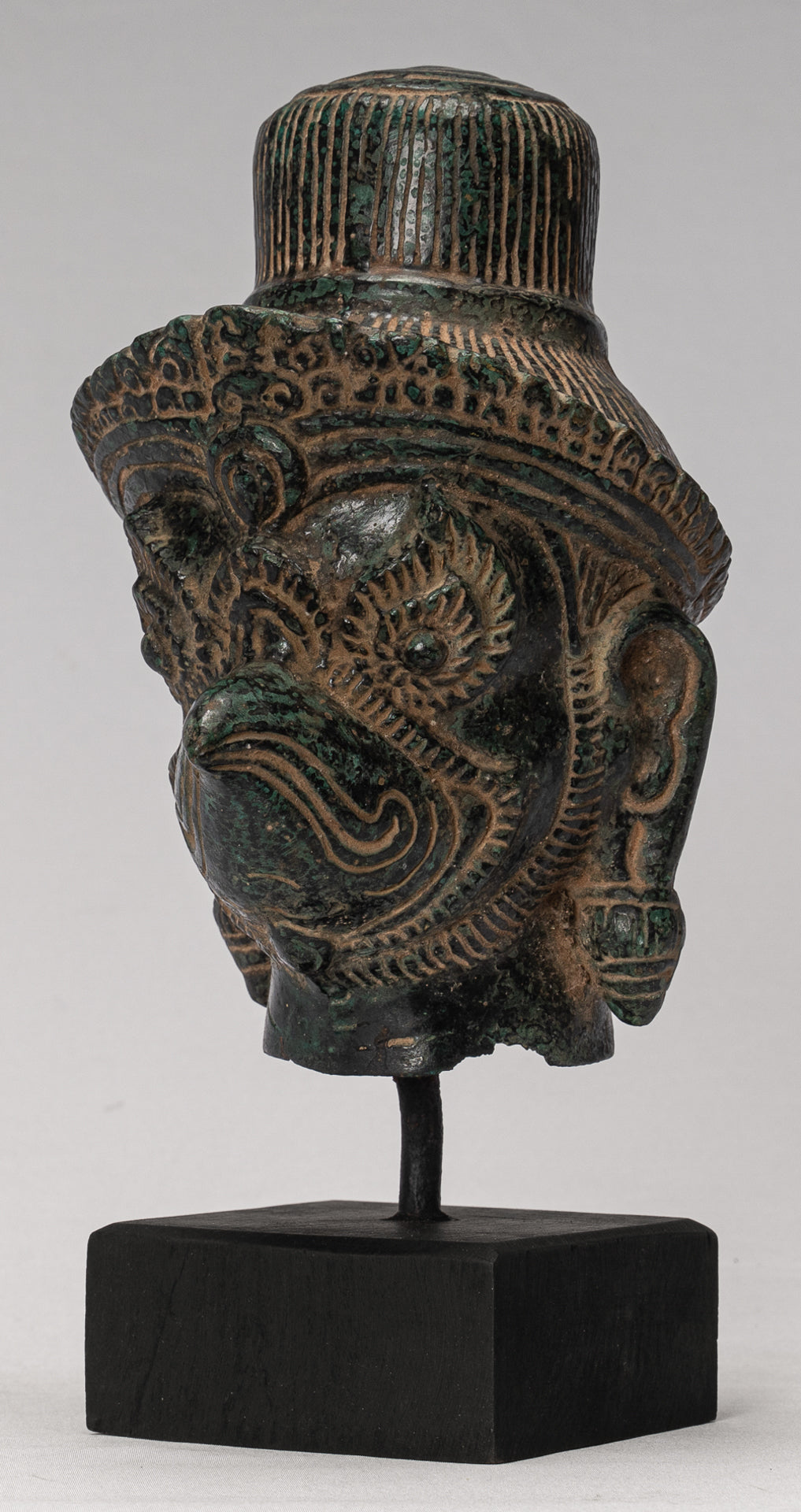 Antique Banteay Srei Style Bronze Khmer Garuda Vishnu Statue - 27cm/11"