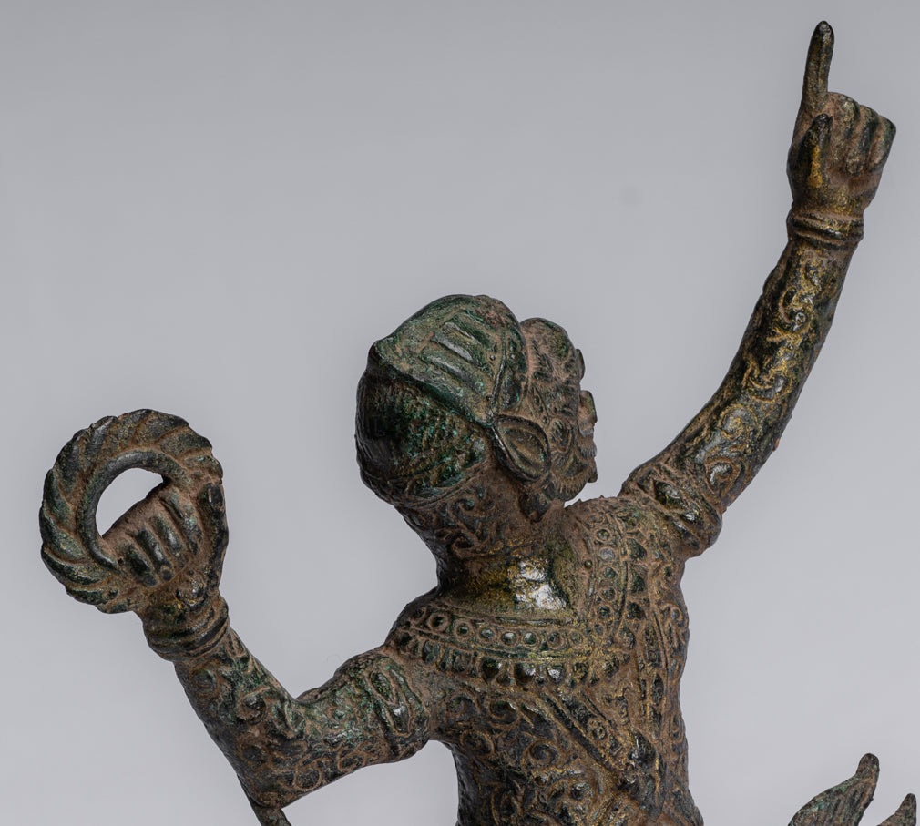 Antique Khmer Style Bayon Hindu God Hanuman Statue - 25cm/10" Tall