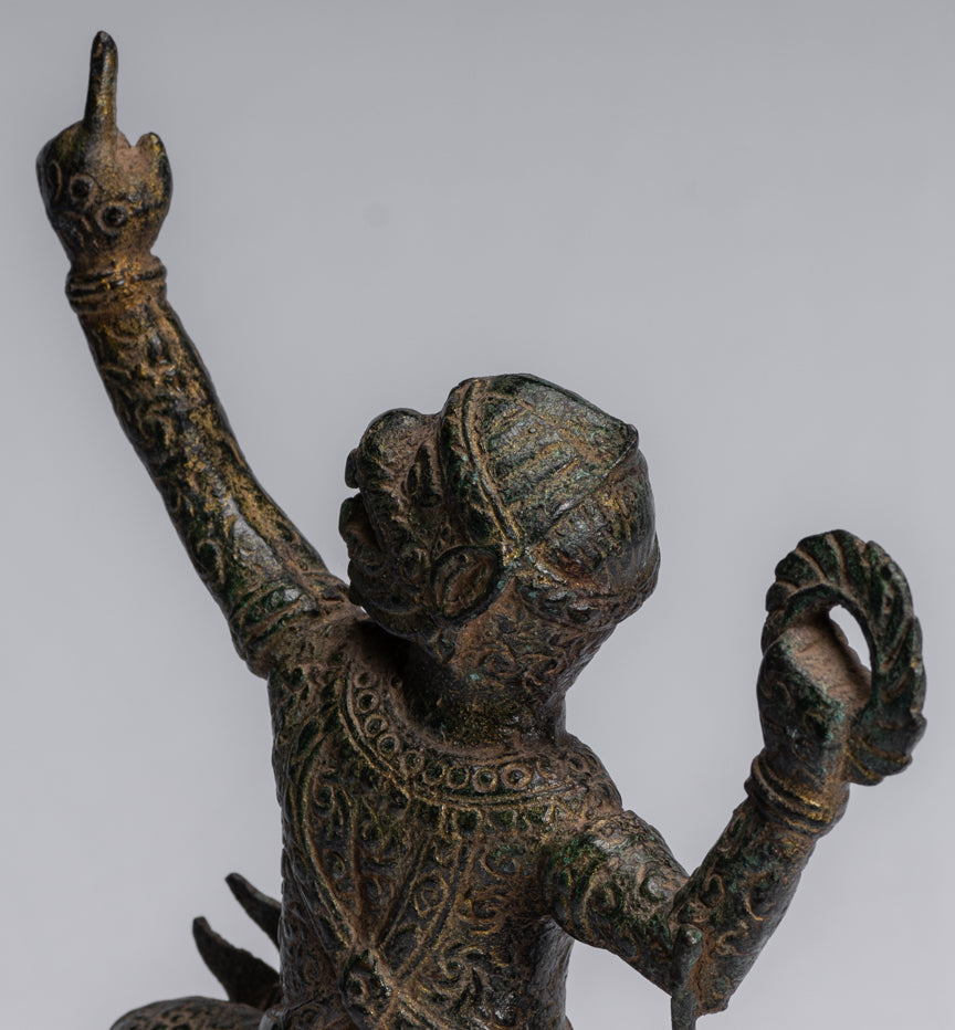Antique Khmer Style Bayon Hindu God Hanuman Statue - 25cm/10" Tall