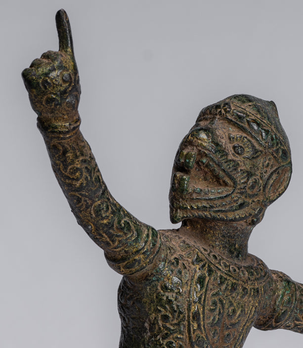 Antique Khmer Style Bayon Hindu God Hanuman Statue - 25cm/10" Tall