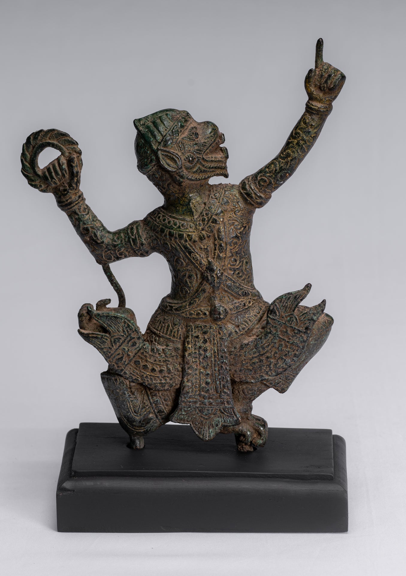 Antique Khmer Style Bayon Hindu God Hanuman Statue - 25cm/10" Tall