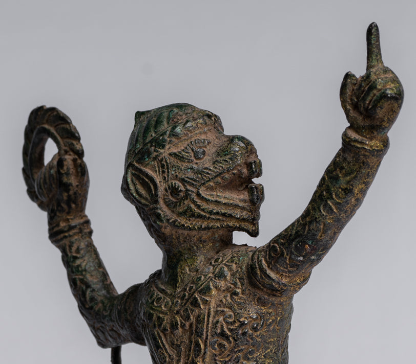 Antique Khmer Style Bayon Hindu God Hanuman Statue - 25cm/10" Tall
