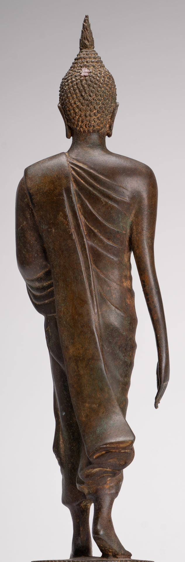 Antique Sukhothai Style Standing Bronze Thai Protection Walking Buddha Statue - 57cm/23"