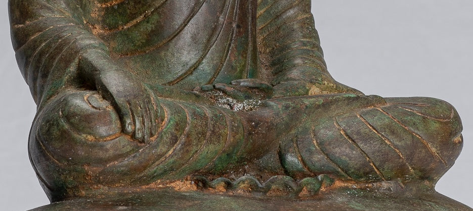 Indian Buddha Statue - Antique Gandhara Style Bronze Enlightenment Buddha Statue - 39cm/16"