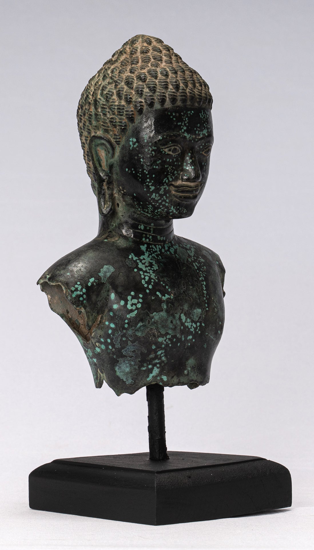 Antike Khmer Style Bronze Vishnu Torso Statue-Protector & Preserver-25cm/10 "