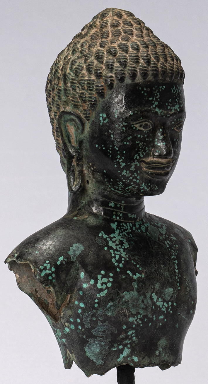 Antike Khmer Style Bronze Vishnu Torso Statue-Protector & Preserver-25cm/10 "