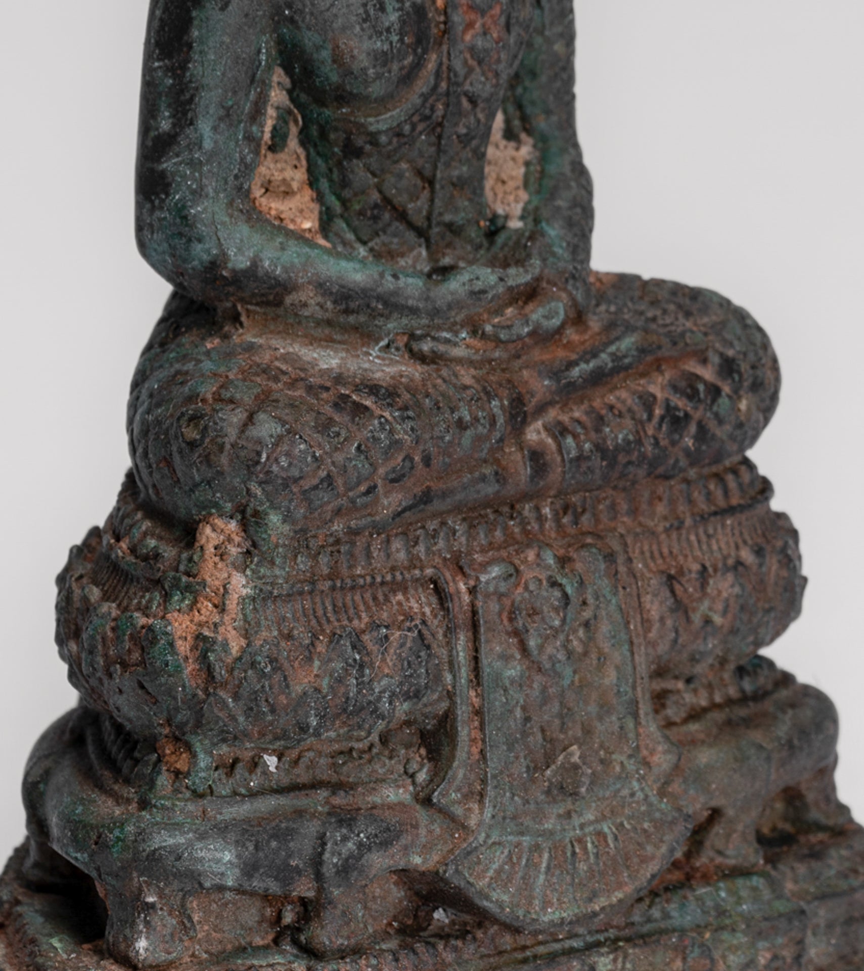 Buddha Sculpture - Antique Thai Style Bronze Seated Meditation Buddha Statue - 12.5cm/5"