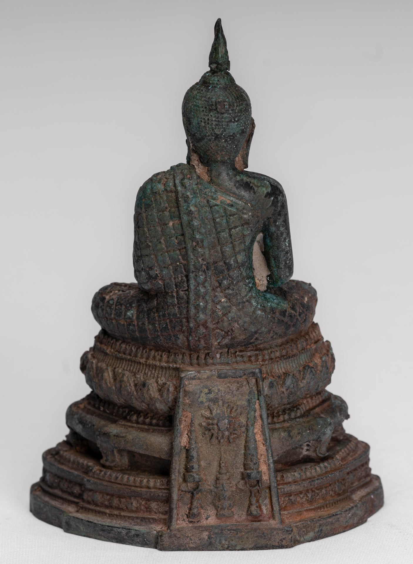 Buddha Sculpture - Antique Thai Style Bronze Seated Meditation Buddha Statue - 12.5cm/5"
