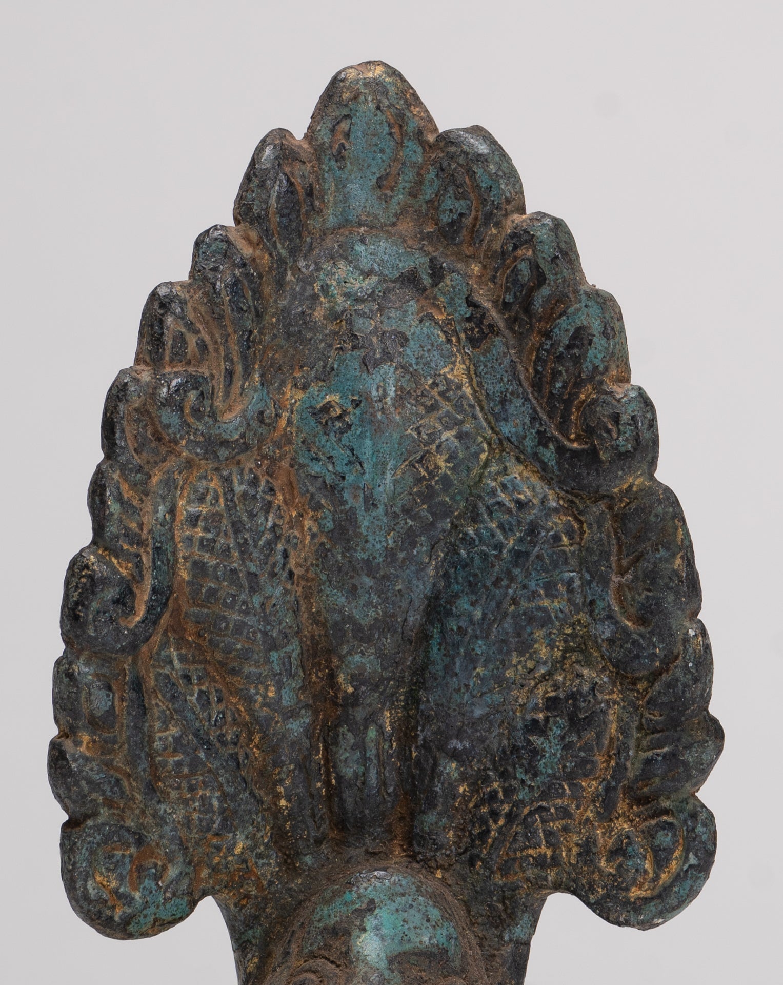 Naga Statue - Antique Khmer Style Bronze Protective Naga, Snake or Serpent Statue - 17cm/7"