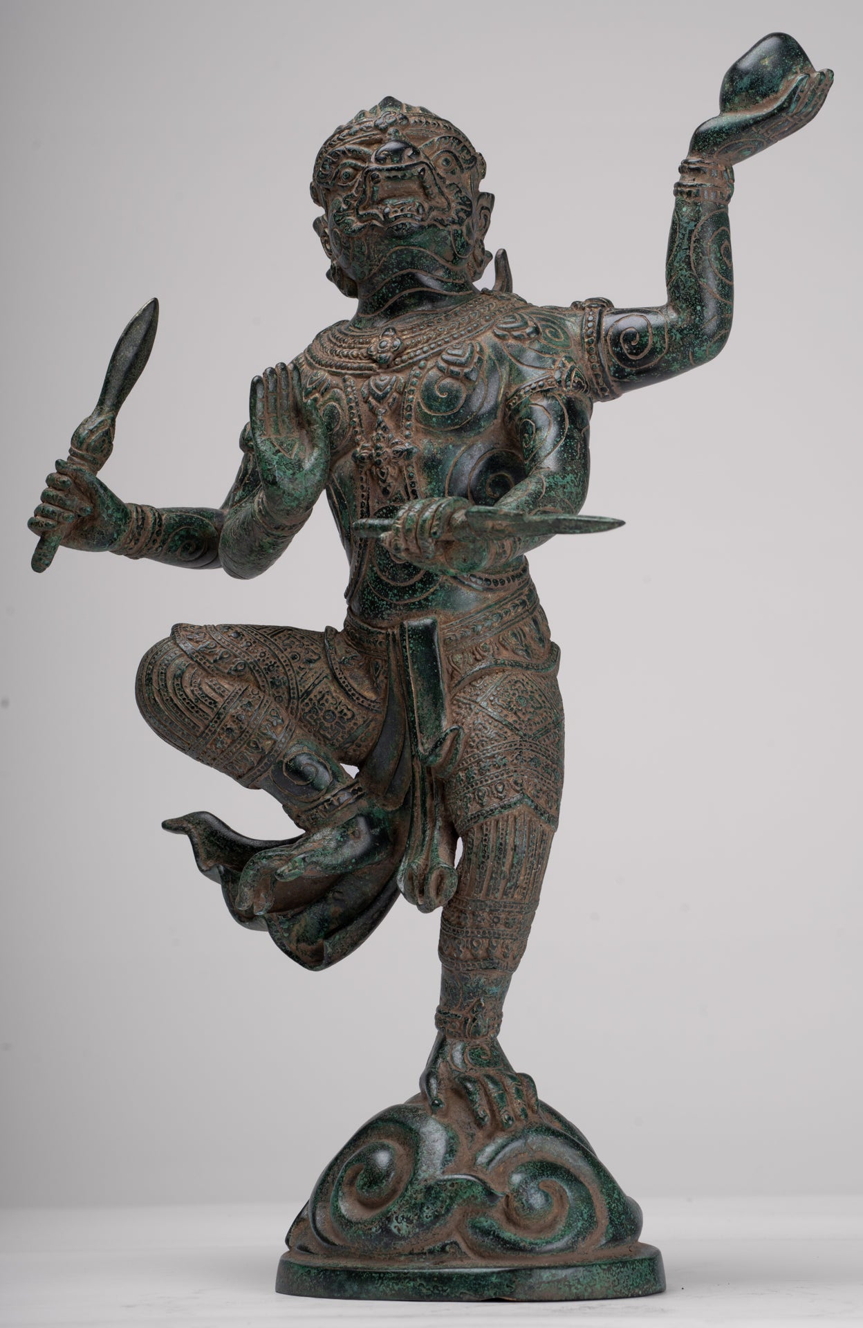 Antique Khmer Style Standing Bayon Hindu God Hanuman Statue - 40cm/16" Tall