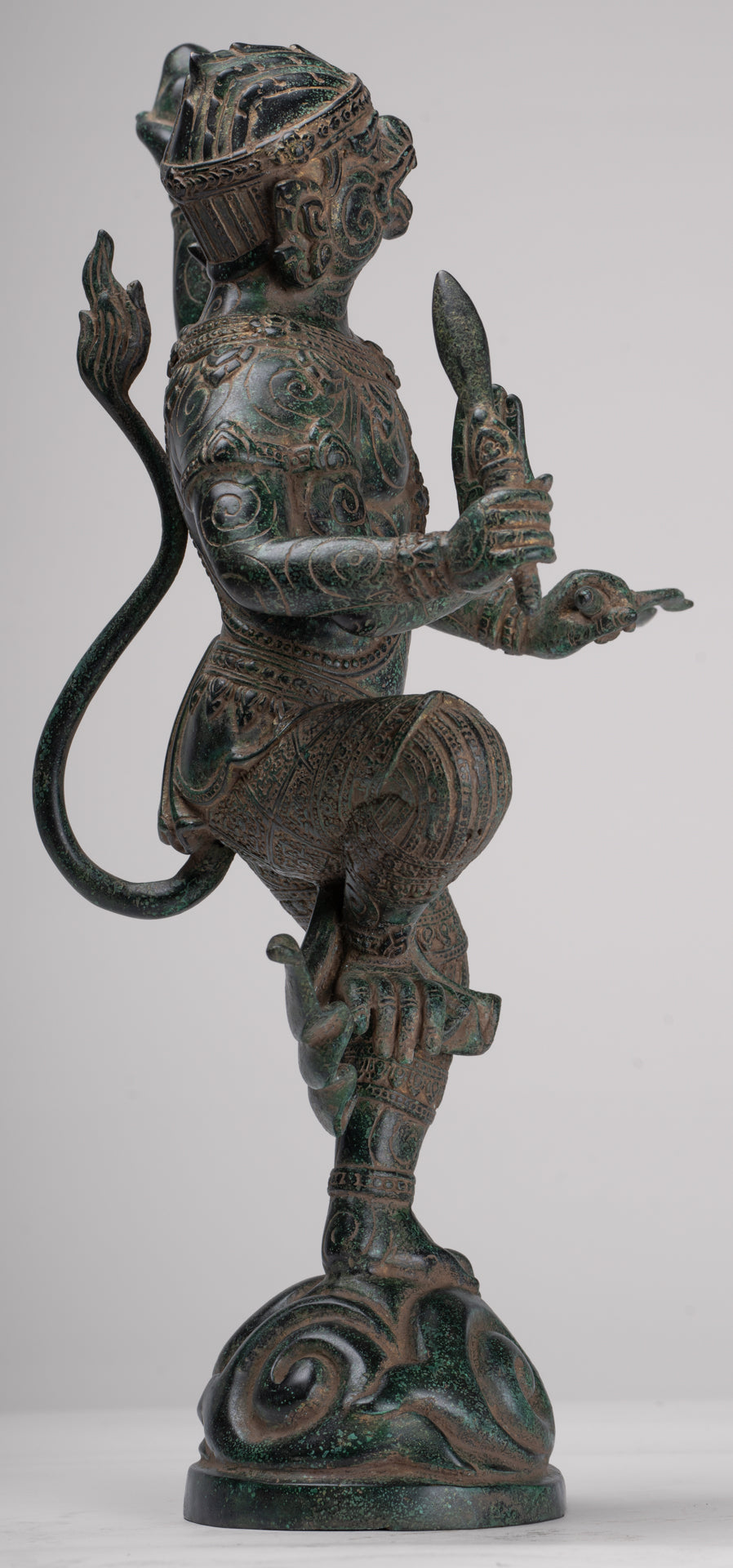 Antique Khmer Style Standing Bayon Hindu God Hanuman Statue - 40cm/16" Tall