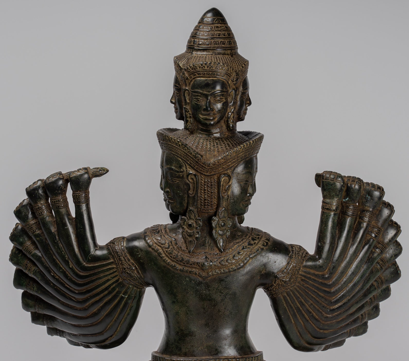 Antique Khmer in stile Khmer seduto Borhisattva Avalokiteshvara Statua - 53cm/21 "